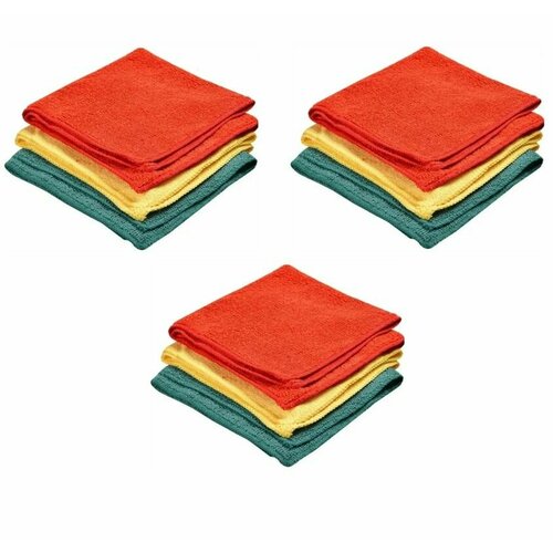 GlossHome Салфетки для уборки, микрофибра, 30х30 см, 3 шт, 3 уп