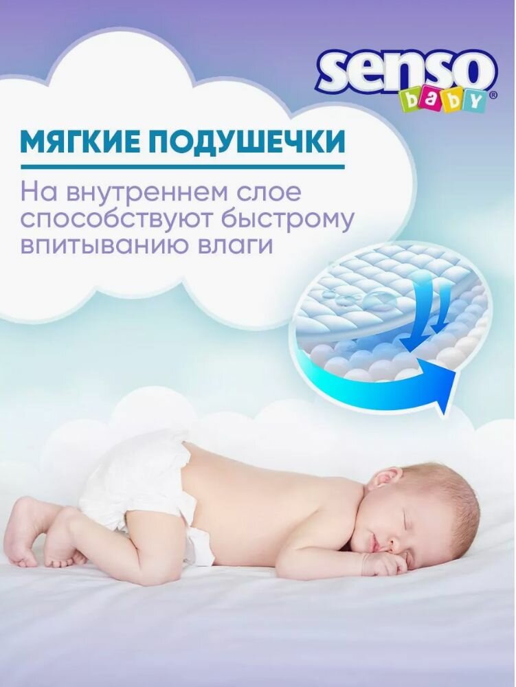 Подгузники трусики детские Senso Baby, дневные (ночные), 15+ кг, 6 размер, 22 штуки, одноразовые дышащие с индикатором влаги для детей девочек и мальчиков, 1 упаковка - 22 шт