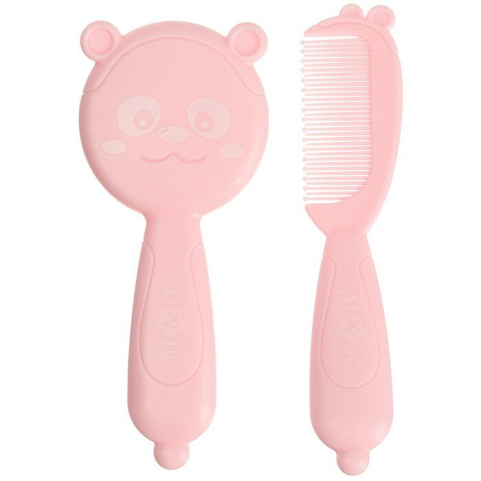 Набор для ухода за волосами: расческа и щетка «Мишка», цвет розовый