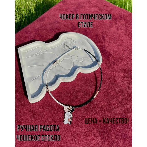 Чокер, эмаль, длина 34 см, белый, черный