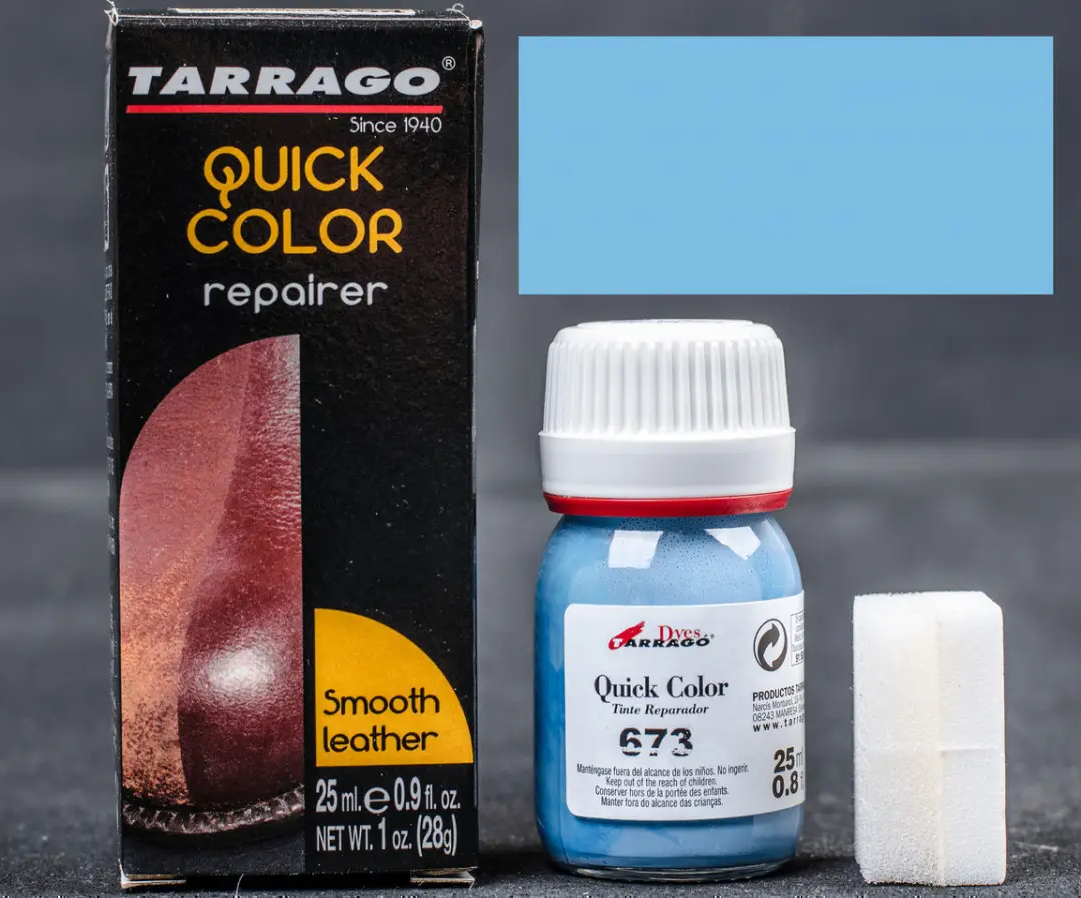 Крем-восстановитель для гладких кож TARRAGO Quick Color, 673 синий (blue base), стекло 25мл.