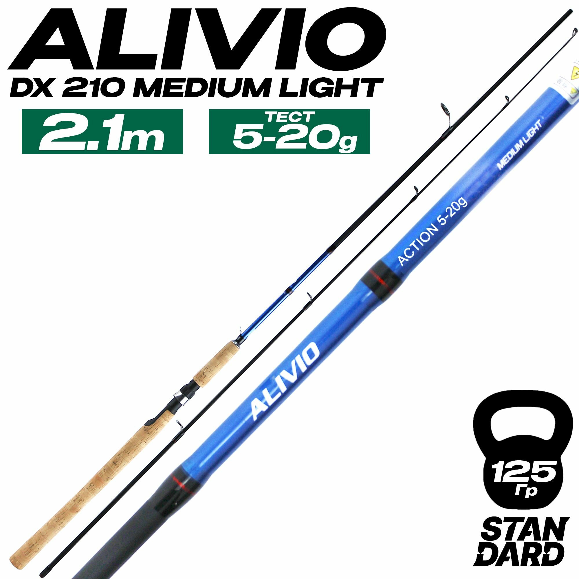 Спиннинг для рыбалки 210 см ALIVIO Тест: 5-20 г Быстрый строй