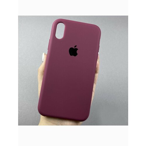 IPhone XR бордовый чехол Silicone case для эпл айфон хр замша, противоударный утолщённый