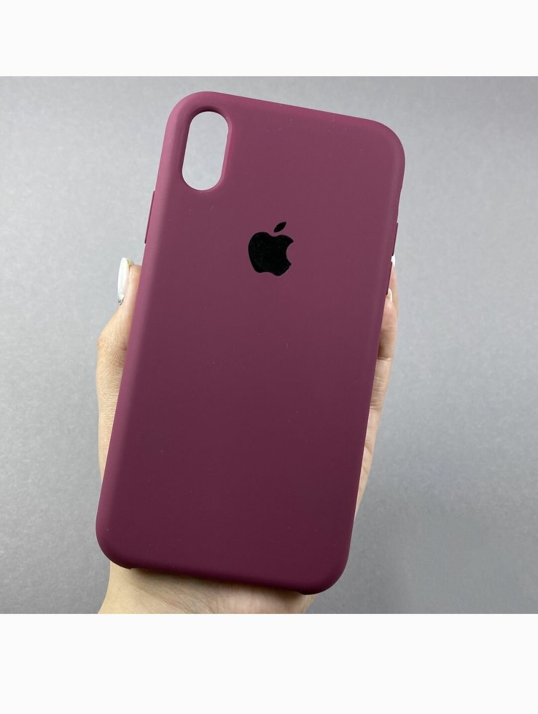 IPhone XR бордовый чехол Silicone case для эпл айфон хр замша, противоударный утолщённый