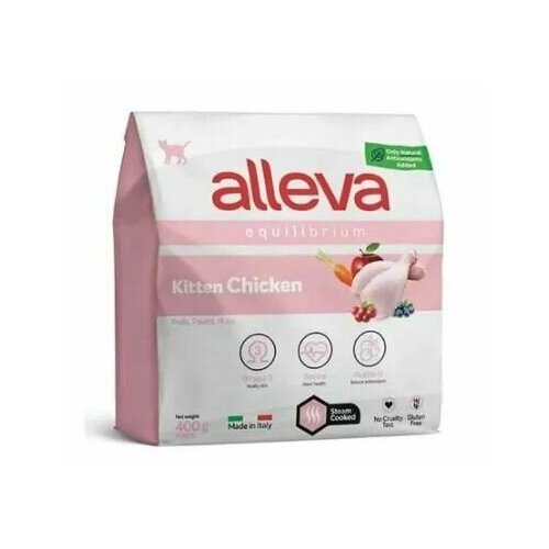 Сухой корм ALLEVA EQUILIBRIUM CHICKEN KITTEN для котят, беременных и кормящих кошек, с курицей, 2 шт по 400 г