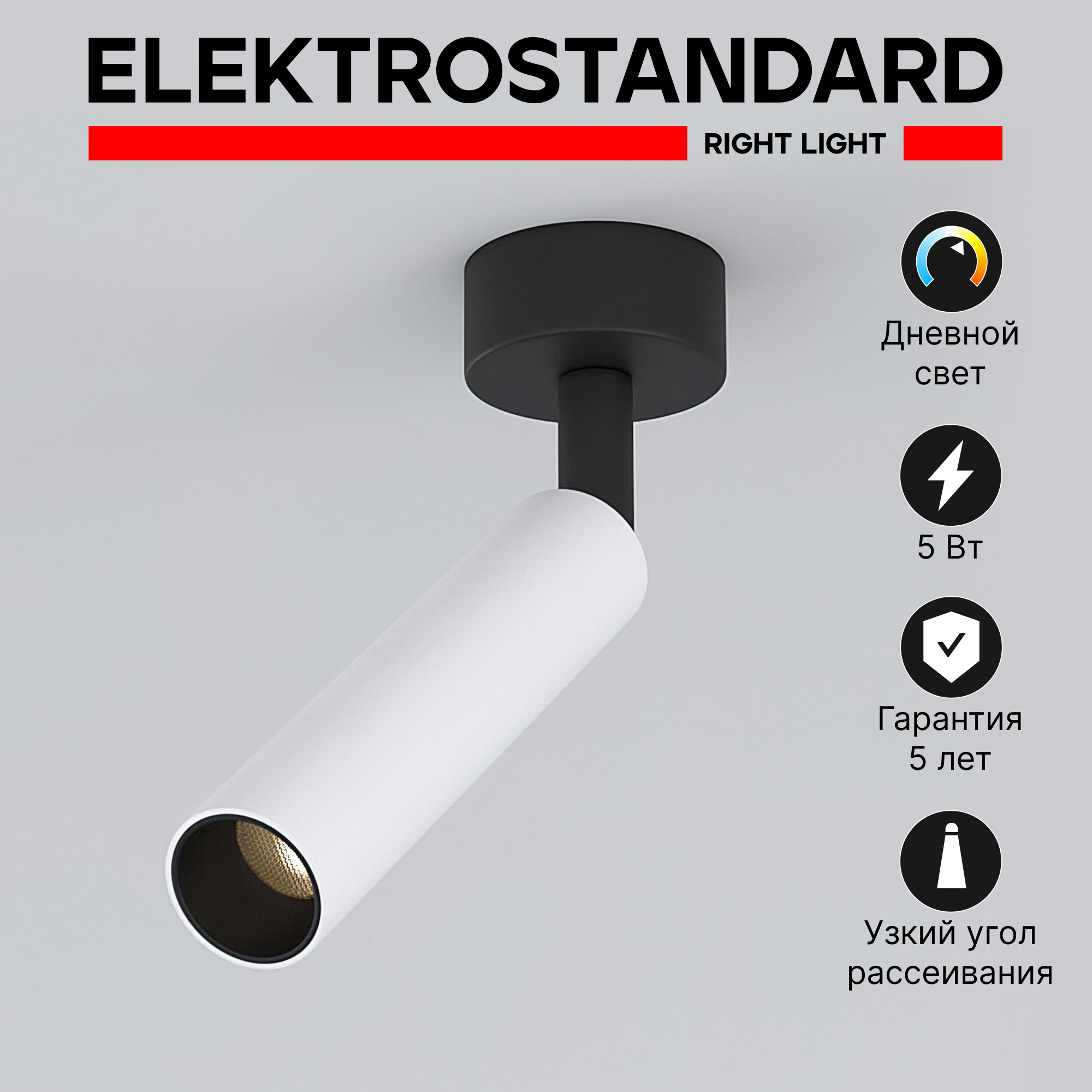 Спот / Накладной светодиодный светильник с поворотным плафоном Elektrostandard Diffe 85268/01 5W 4200K белый / черный