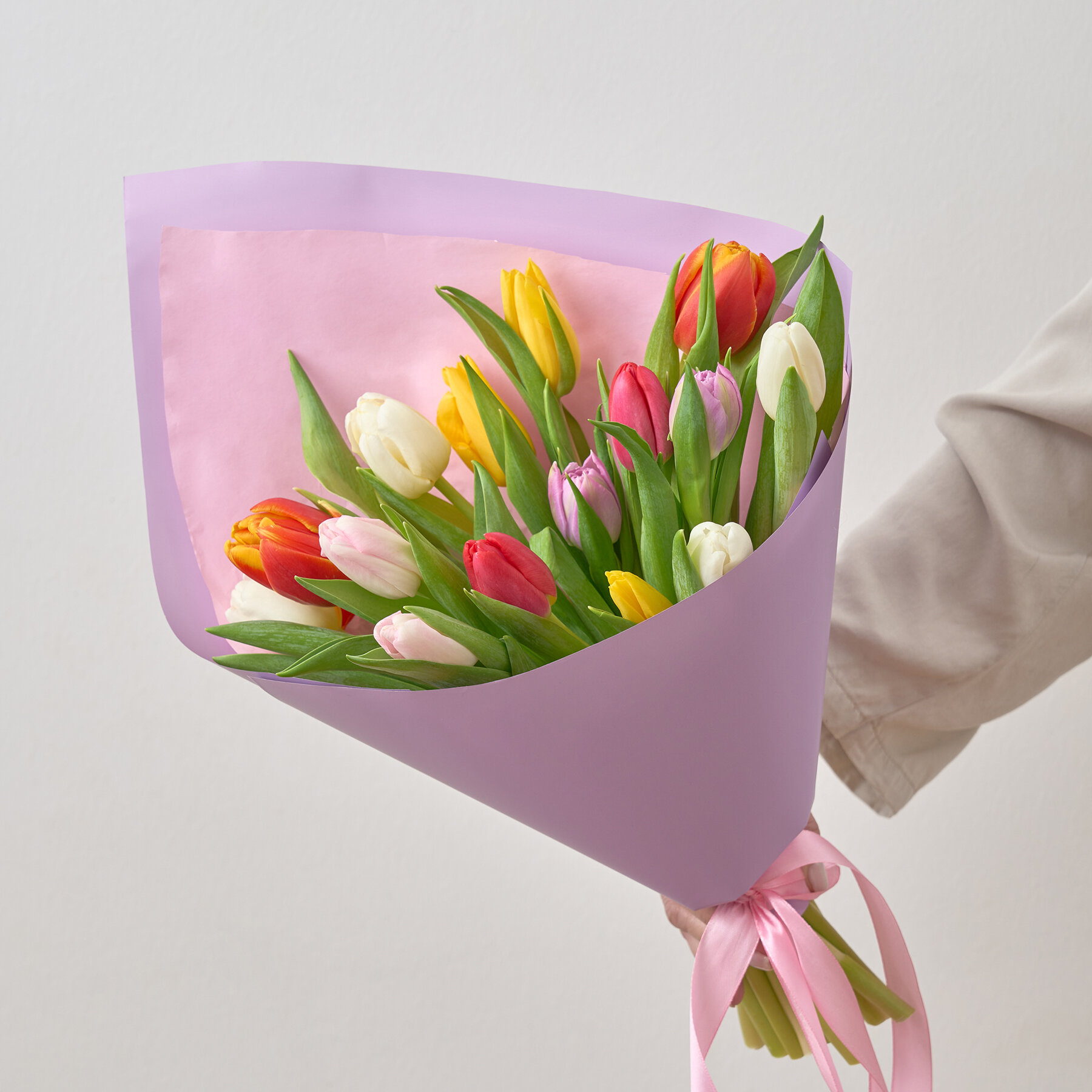 Букет цветов "Тюльпаны Микс" 15 шт