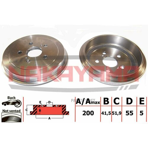 NAKAYAMA Q4831 Барабан тормозной TOYOTA PRIUS 15 03-09 200x5 8730₽