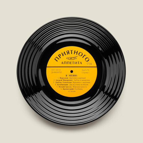 Тарелка Бюро находок Приятного аппетита PB45 ударопрочное стекло диаметр 18см черная 1730₽