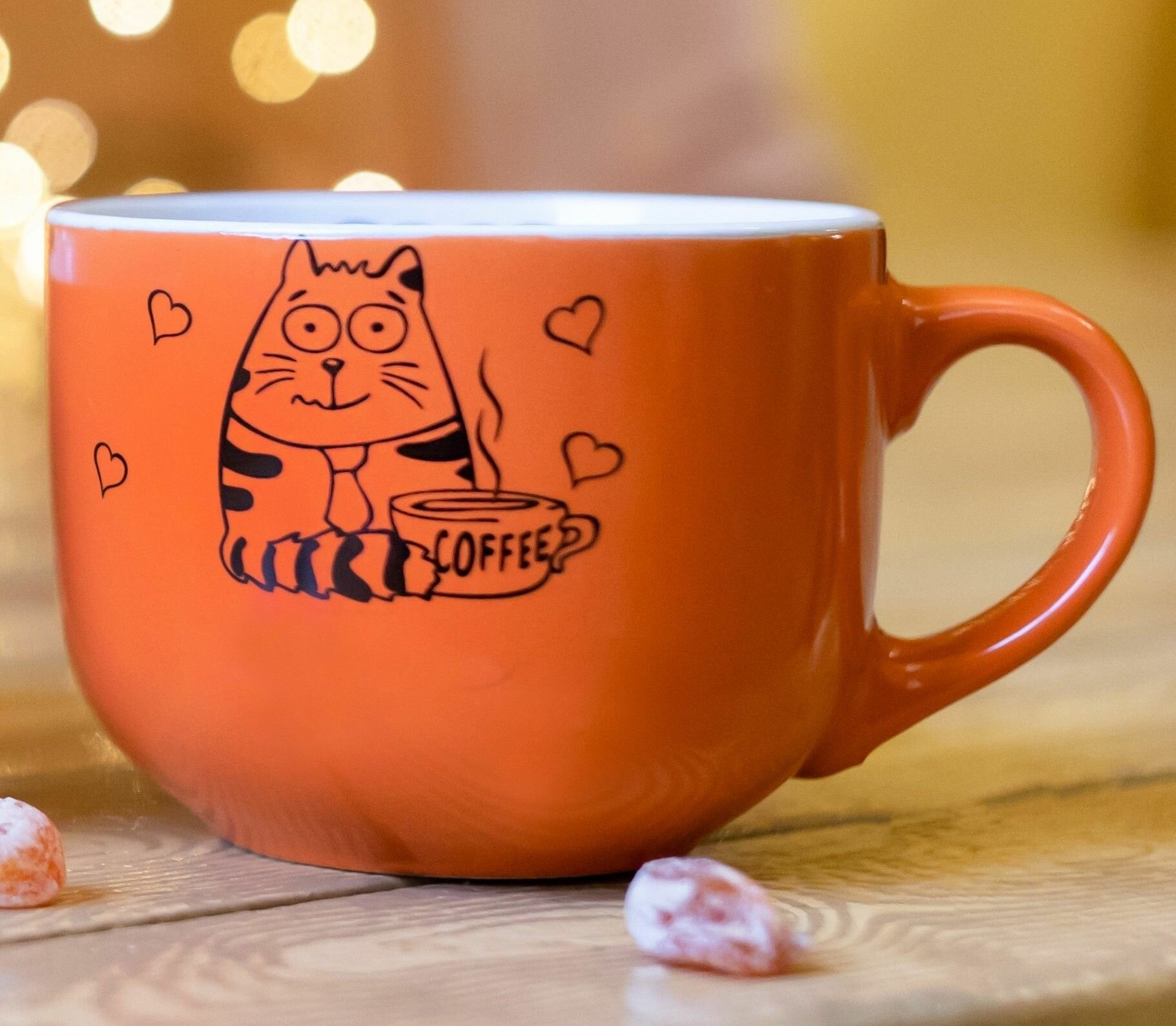 Чашка / кружка федерация большая с котами "Коты, котики, котейки" 450 мл. керамика