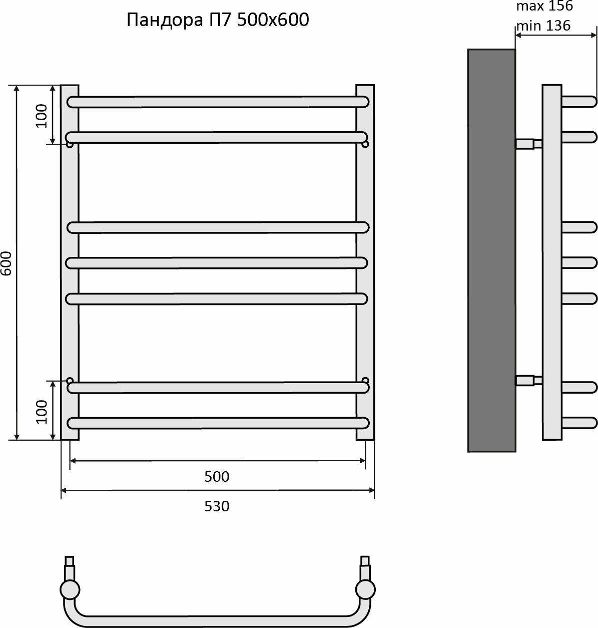 Водяной полотенцесушитель Акватек Пандора AQ RRС1080BL - фото №18