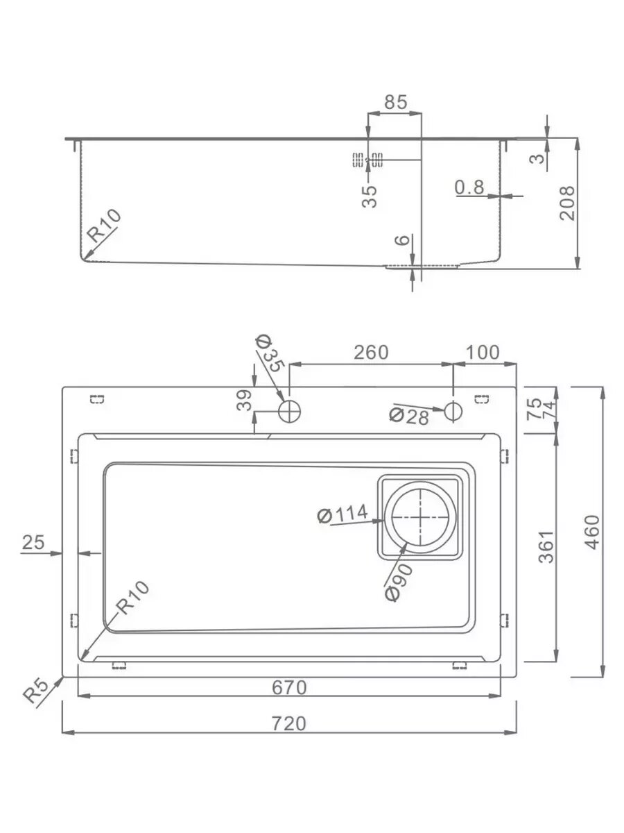 Мойка для кухни с коландером Raglo R702.7246.03 нержавеющая сталь, сатиновое золото — фото 1