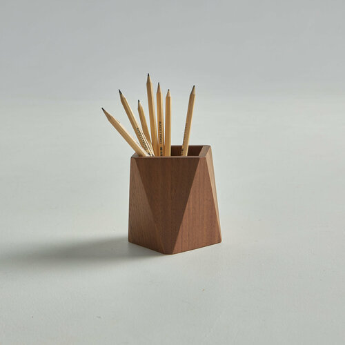 Стакан Glasstooth-003 деревянный, орех, 150х80х80 мм, для ручек и карандашей, для зубных щеток, для косметики Varman.pro