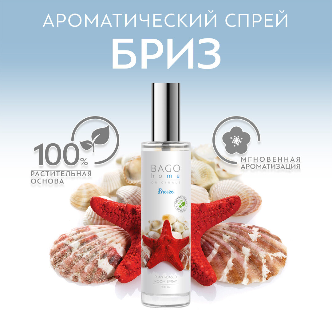 Спрей ароматический для дома BAGO home "Бриз" 100 мл, в стекле