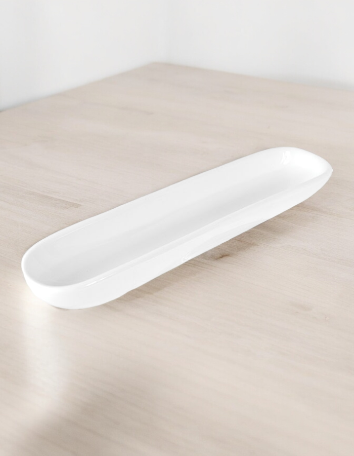 Блюдо Kunstwerk для оливок 70мл, 200х42х25мм, фарфор, белый