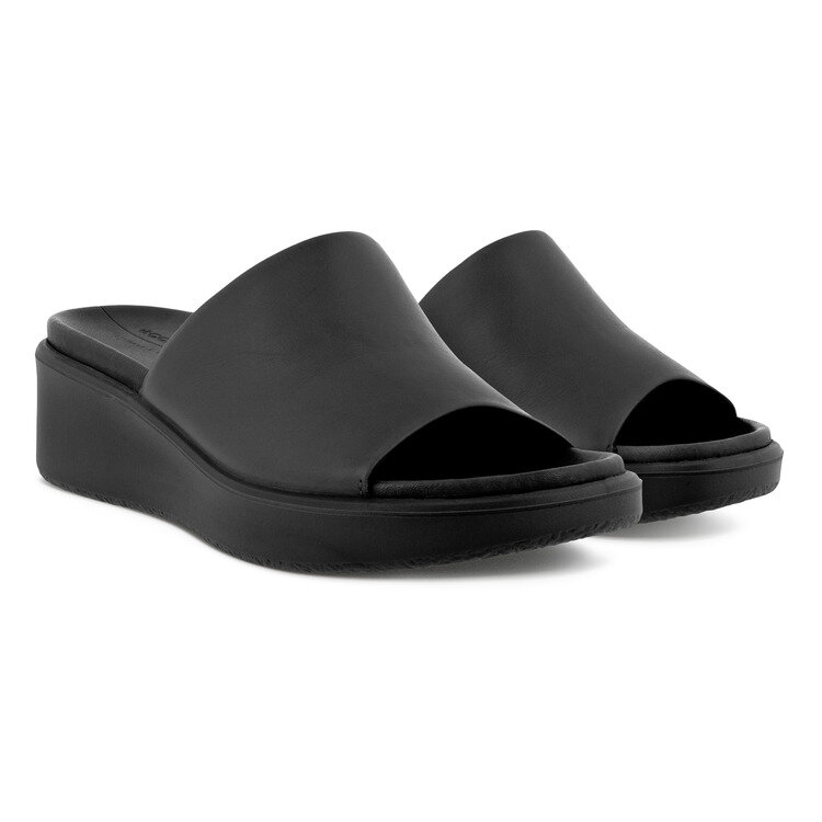 Шлепки женские из натуральной кожи черного цвета Шлепанцы Ecco FLOWT WEDGE LX W 273313/01001 — фото 1