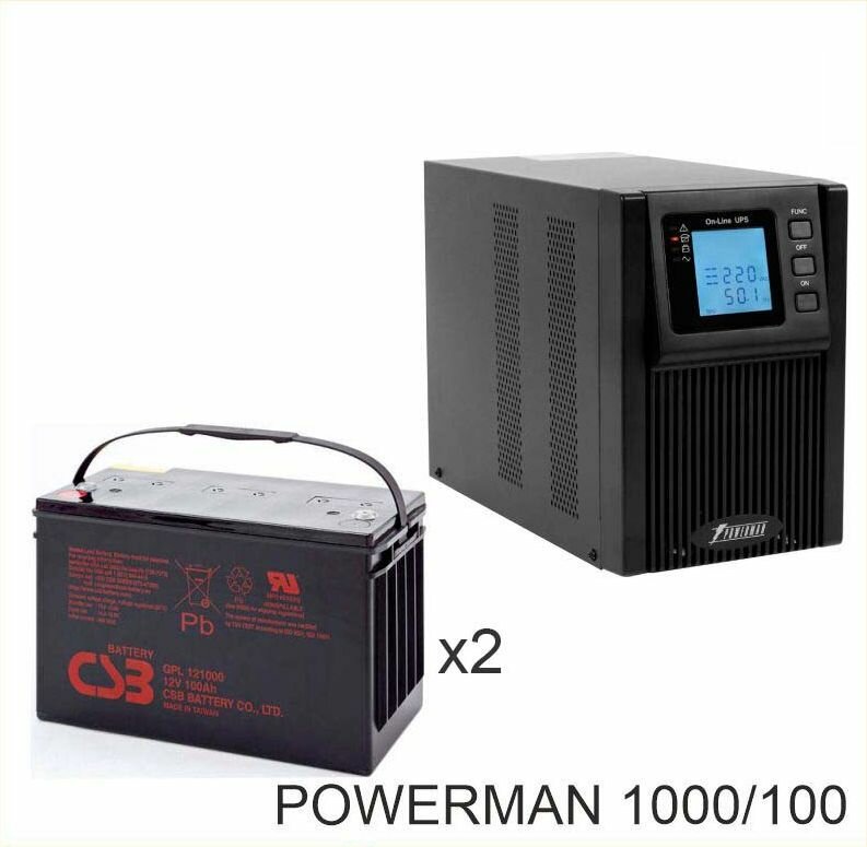 ИБП POWERMAN ONLINE 1000 Plus + CSB GPL121000