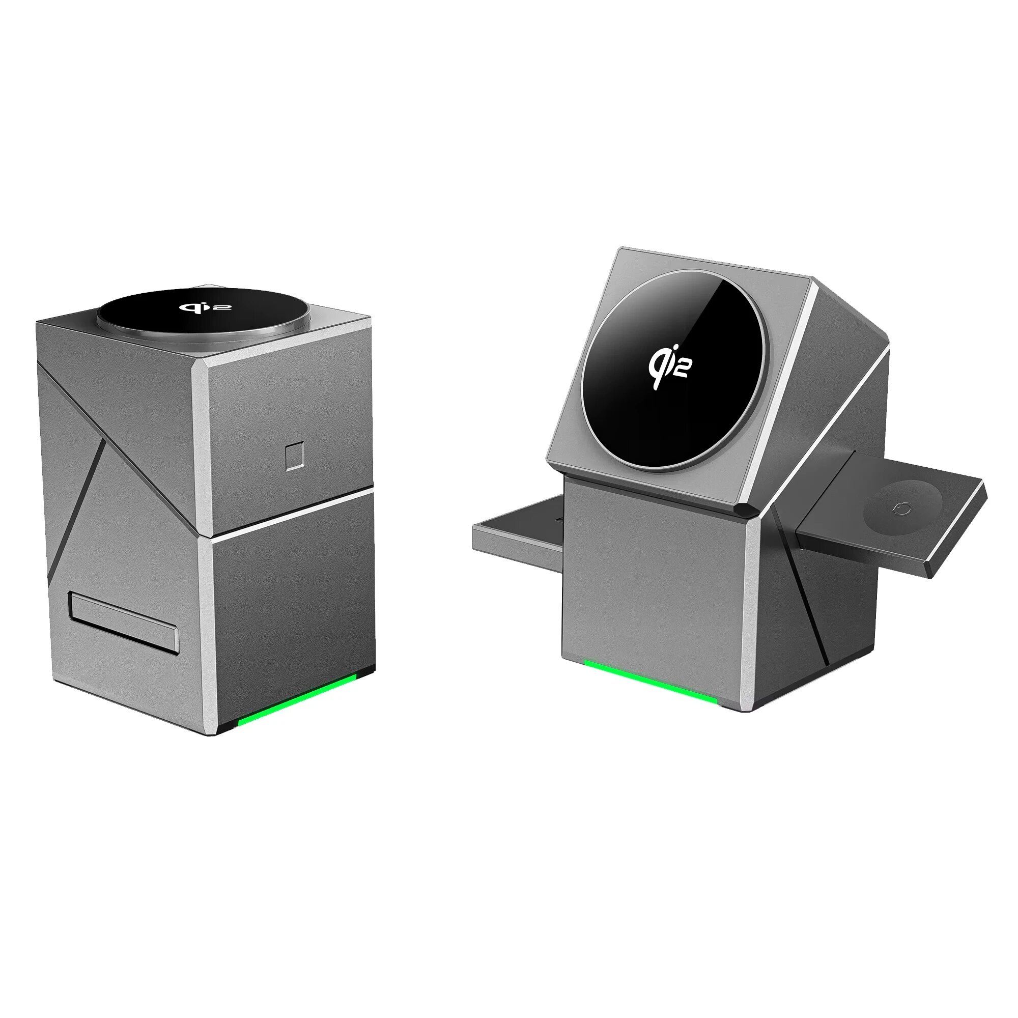 Беспроводная зарядная станция Iron Hide QI2 3 в 1 15 Вт, Grey