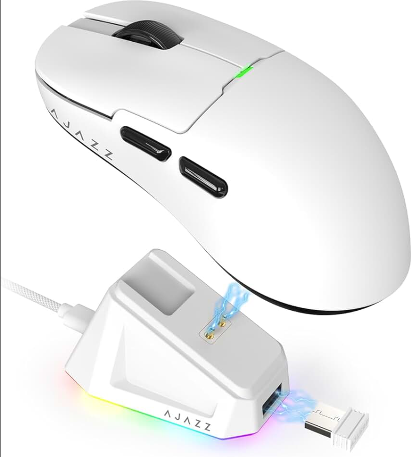 Игровая беспроводная / проводная мышь AJAZZ AJ159APEX с док-станцией, белый — фото 1