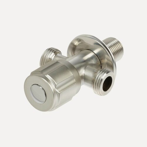 Изображение товара Кран двойной ZEIN engr, 1/2" х 1/2", один вентиль, кран-букса керамика, нерж. сталь, сатин