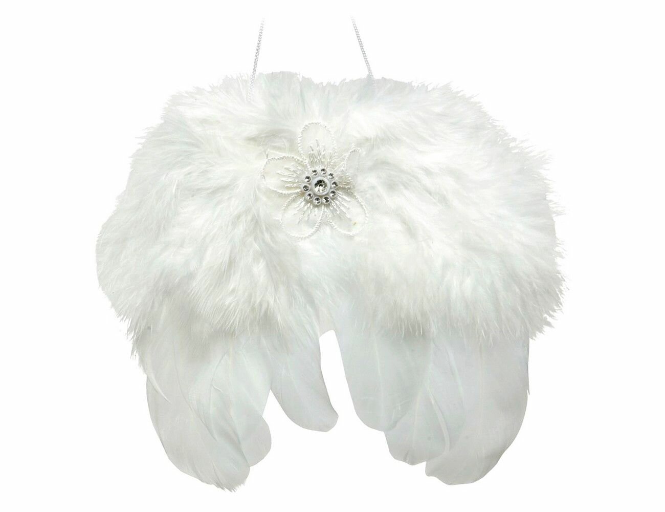 Украшение ангельские крылышки, перо, белые, 16 см, Kaemingk 634957-1