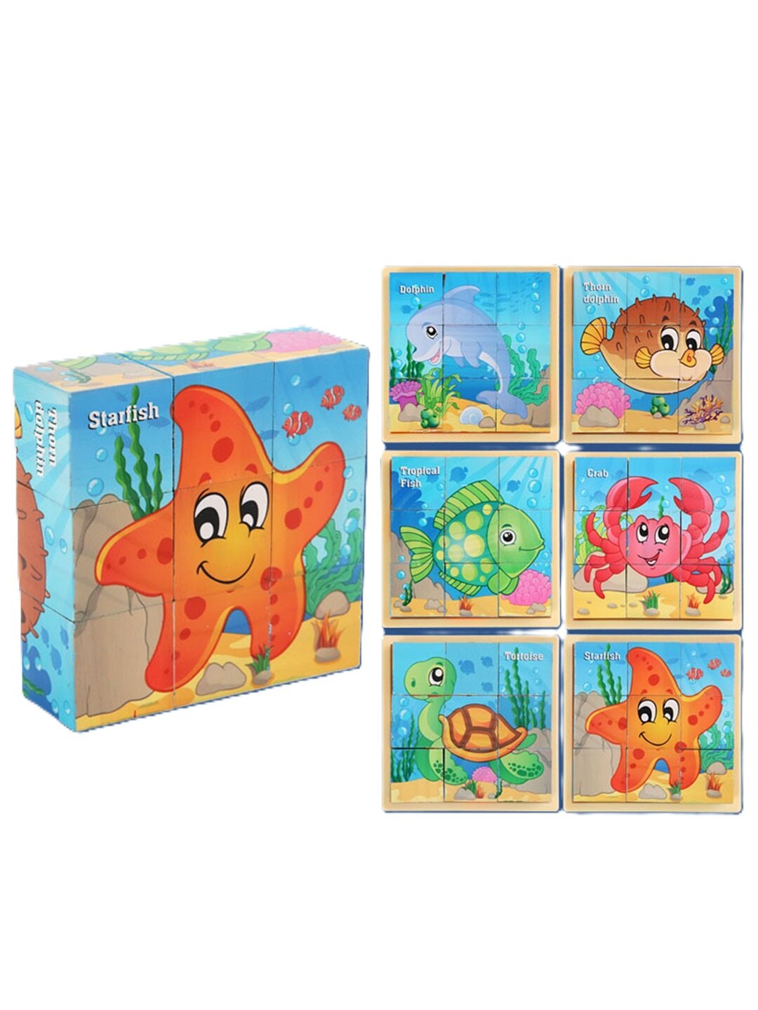Мини-куб с 6 различными наборами картинок, безопасными и интересными для детей море