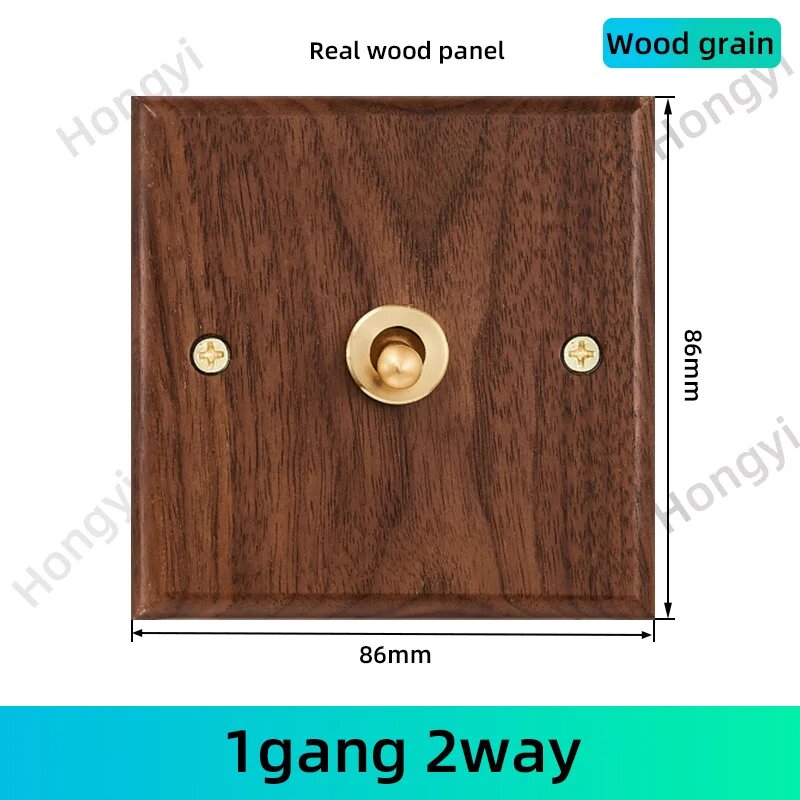 Ретро выключатель розетка HSIMNENSII 1-4Gang 2Way из массива дерева 1Gang 2Way
