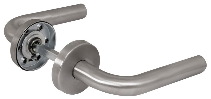 фото Ручка дверная межкомнатная на круглой розетке раздельная R. DSS201-0201/19 (DSS-0201/19) INOX 201
