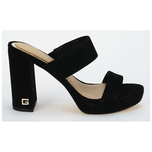 фото Кожаные босоножки на блочном каблуке guess fl6ellsue03 черный 39