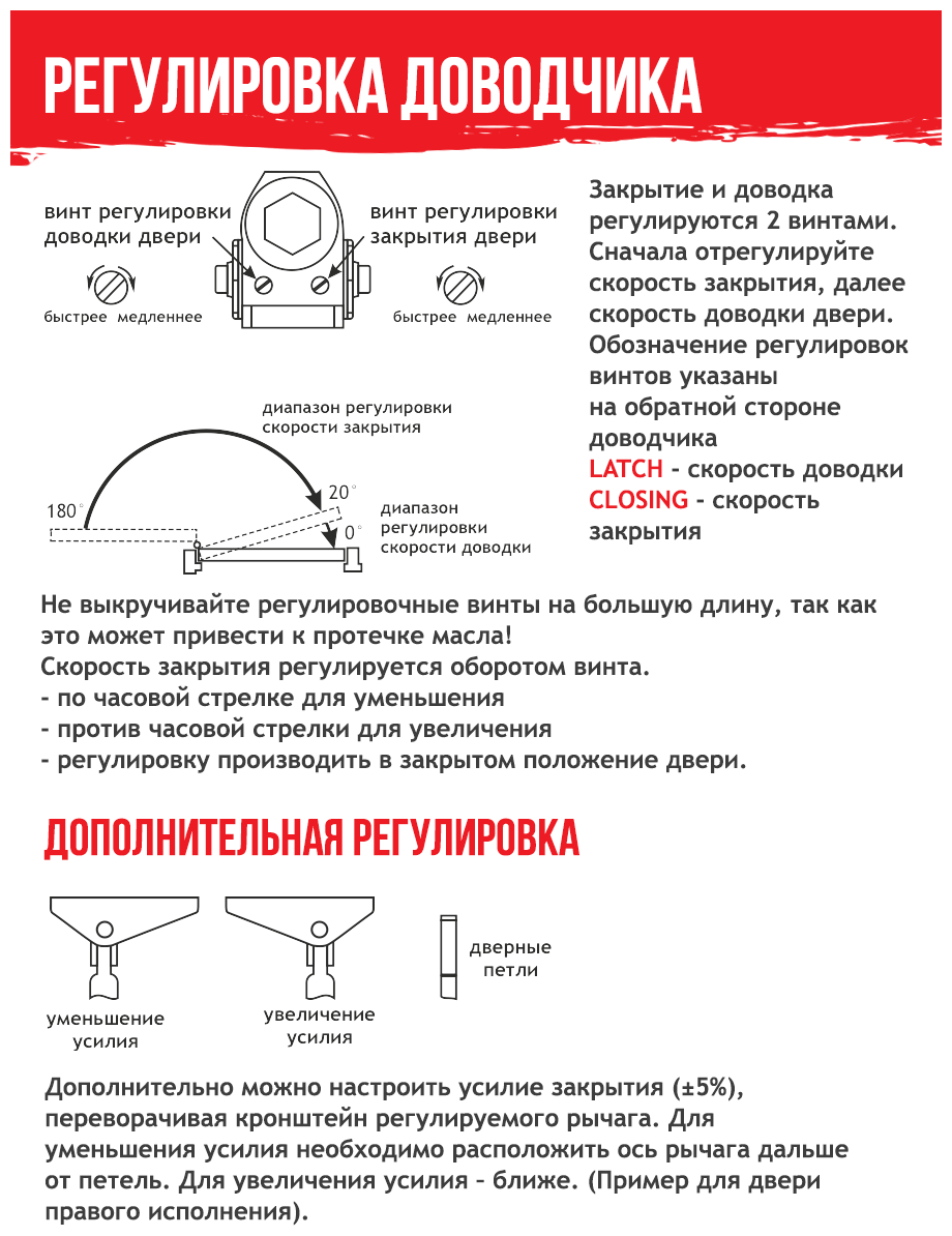 Доводчик дверной Нора-М Isparus 430F (морозостойкий с фиксацией для дверей 50-110кг) - Белый