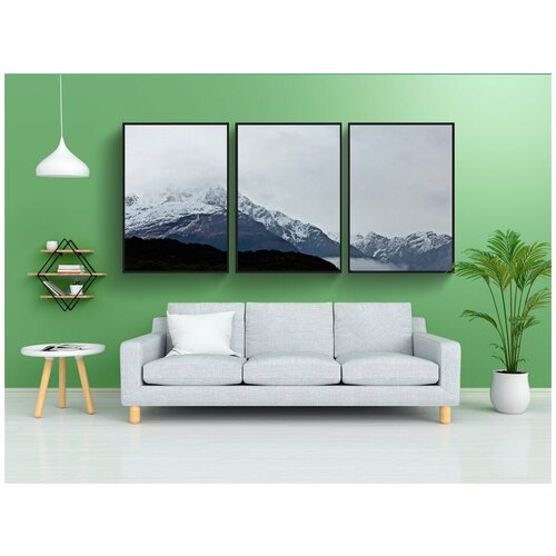 фото Набор модулных постеров для интерьера "гора, снег, зима" 60x90 см. в тубусе, без рамки lotsprints