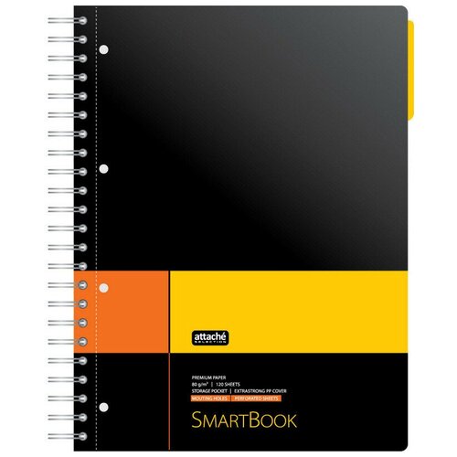 Бизнес-тетрадь SMARTBOOK А4 120л. клетка, спир, микроп, разд, карм, жел-оран тетрадь тетрадь smartbook а4 120л клетка спир микроп разд карм жел оран