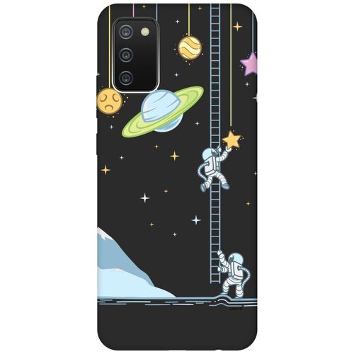 Матовый Soft Touch силиконовый чехол на Samsung Galaxy A02s, Самсунг А02с с 3D принтом Ladder into Space черный матовый soft touch силиконовый чехол на samsung galaxy s20 самсунг с20 с 3d принтом ladder into space черный