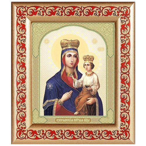 Озерянская икона Божией Матери, рамка с узором 14,5*16,5 см