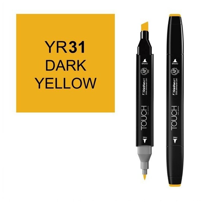 Художественный маркер TOUCH Маркер спиртовой двухсторонний TOUCH ShinHan Art желтый темный