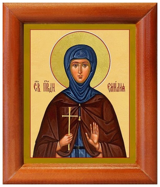 Преподобная Емилия Кесарийская, икона в деревянной рамке 8*9,5 см