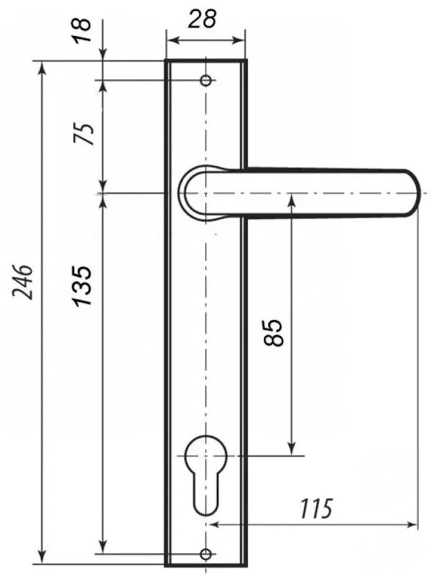 Комплект замка с ручкой DOMERE-VET для калитки (ключ-ключ) RAL 7024 (Графитовый серый). - фотография № 4