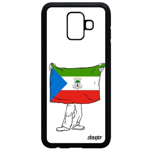 фото Красивый чехол на мобильный // galaxy a6 2018 // "флаг гвинеи экваториальной с руками" государственный стиль, utaupia, белый