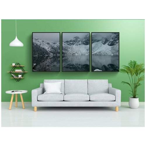 фото Набор модулных постеров для интерьера "морское око, зима в горах, татры" 60x90 см. в тубусе, без рамки lotsprints