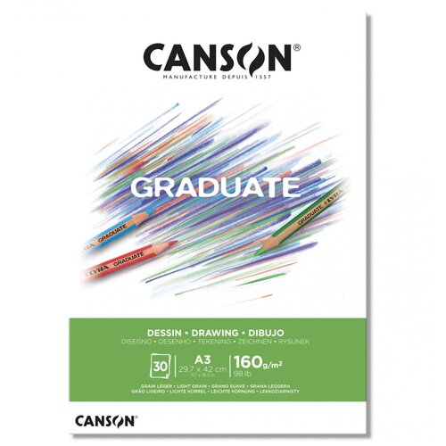 Canson Склейка для рисования "Graduate", по короткой, белый 30л, A3, 160г/м2, шероховатая sela