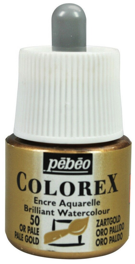 Чернила акварельные Pebeo "Colorex" 45 мл №50 Золото палевое - фото №1