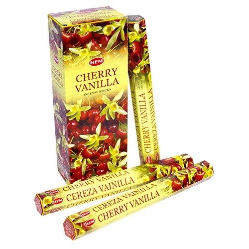 Купить Палочки ароматические благовония HEM ХЕМ Вишня Ваниль Cherry Vanilla, 6 упаковок, 120 шт, коричневый, дерево