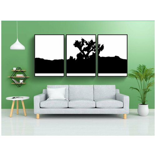 фото Набор модулных постеров для интерьера "дерево иисуса навина, пустыня, пейзаж" 60x90 см. в тубусе, без рамки lotsprints