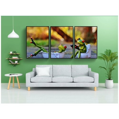 фото Набор модулных постеров для интерьера "ванна, туалет, лягушки" 60x90 см. в тубусе, без рамки lotsprints