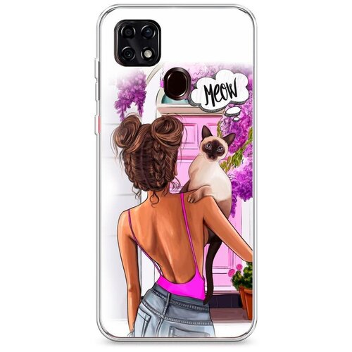 фото Силиконовый чехол "девушка с кошкой" на zte zte blade 20 smart / зте блейд 20 смарт case place