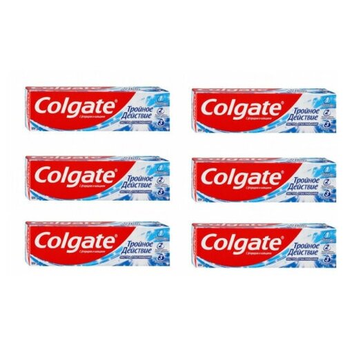 COLGATE Зубная паста Тройное действие экстра отбеливание 100мл, 6 штук зубная паста colgate тройное действие 100 мл 12 шт