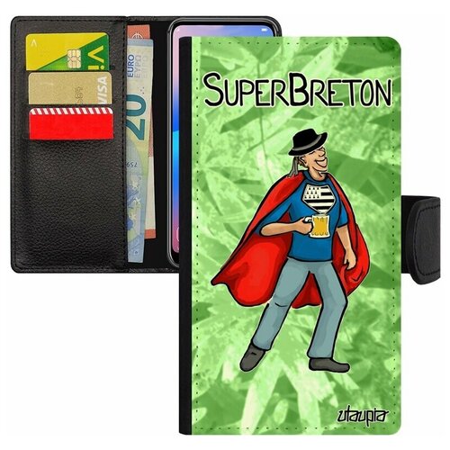 фото Чехол-книжка для мобильного iphone 7 plus, "супербретонец" смешной комикс utaupia