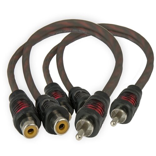 y коннектор aura rca cy12mkii Коннектор Aura RCA-0Y21, 2 мамы/1 папа, 2 канала, витая пара, 20 см, 2 шт.