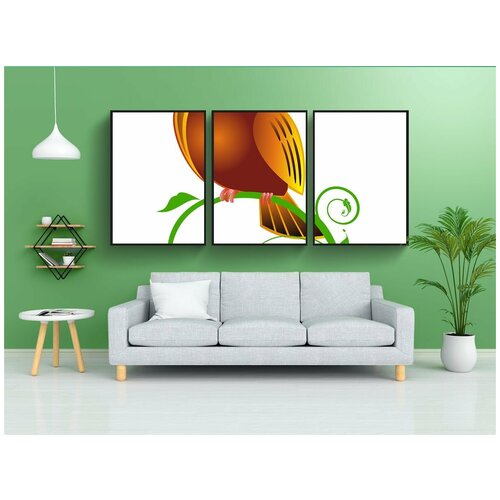 фото Набор модулных постеров для интерьера "сова, птица, очки" 60x90 см. в тубусе, без рамки lotsprints