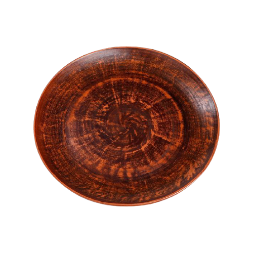 фото Красная глина тарелка плоская гладкая 1389077, 20 см коричневый